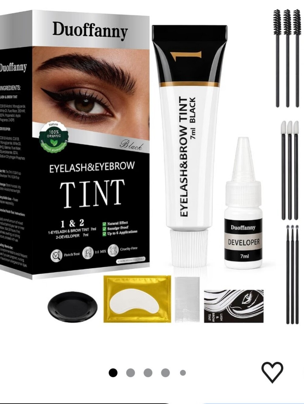 Eyelash & Eyebrow Color Kit, Black Eye brow & Lash Cream Set with Brush